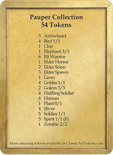 Pauper Token Collection - Token Set - Original Magic Art - Accessories for Magic the Gathering and other card games