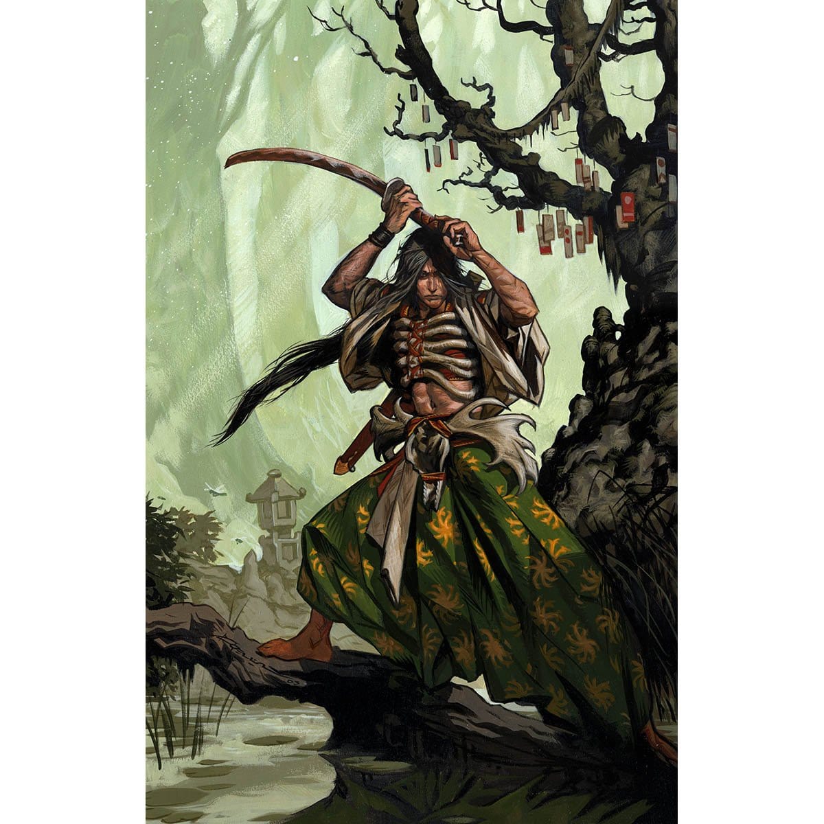 Isao, Enlightened Bushi Print - Print - Original Magic Art - Accessories for Magic the Gathering and other card games