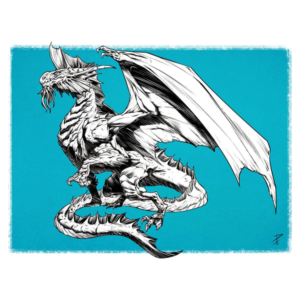 Ancient Silver Dragon Print - Original Magic Art