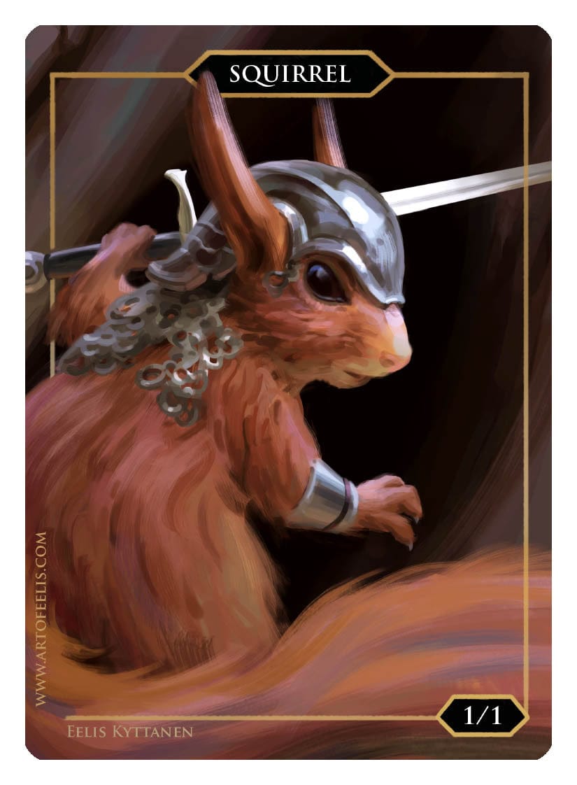 Squirrel Token (1/1) by Eelis Kyttanen - Original Magic Art