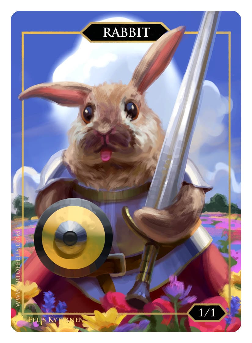 Rabbit Token (1/1) by Eelis Kyttanen - Original Magic Art