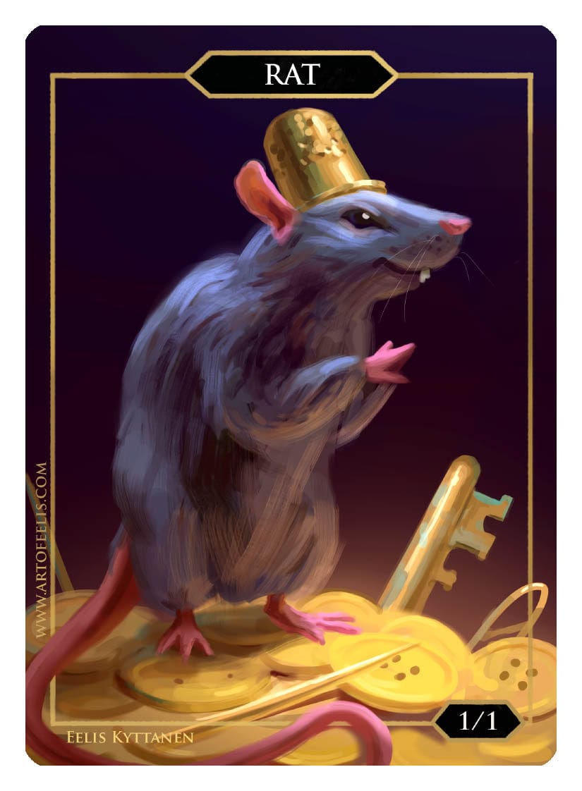 Rat Token (1/1) by Eelis Kyttanen - Original Magic Art