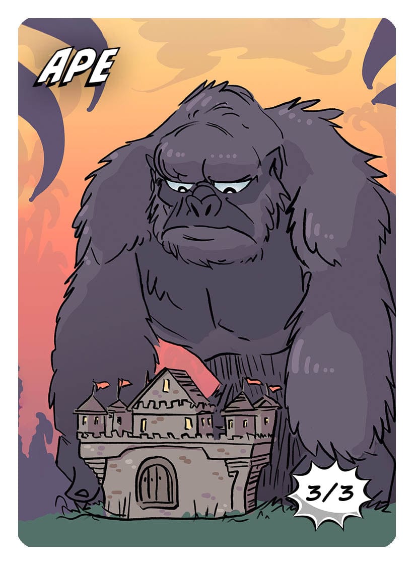Magic Ape Ape Token (3/3) by Phil Foglio - Original Magic Art