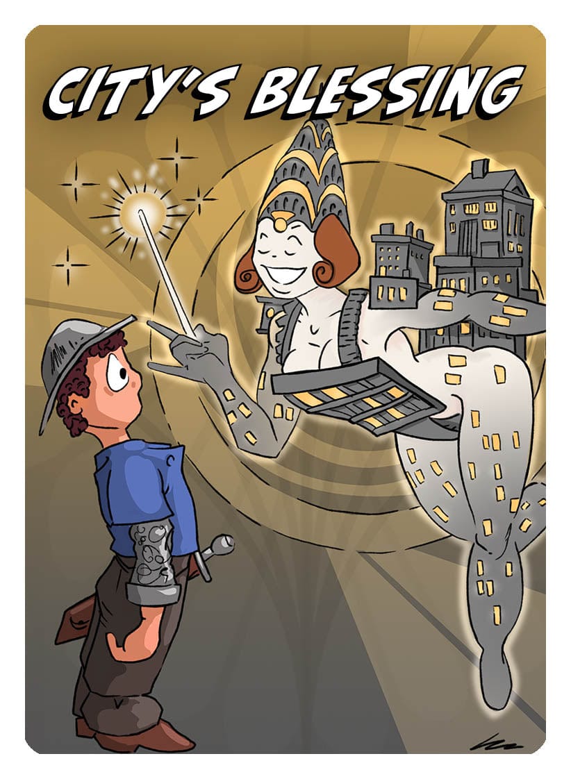City's Blessing Token by Phil Foglio - Original Magic Art City's Blessing Token by Phil Foglio - Original Magic Art