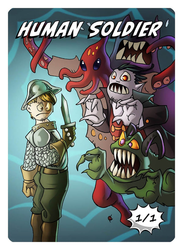 Human Soldier Token (1/1) by Phil Foglio - Original Magic Art