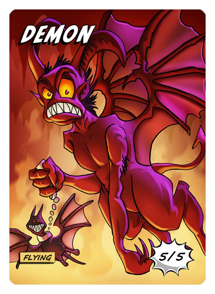 Demon Power Token Demon Token (5/5 - Flying) by Phil Foglio - Original Magic Art