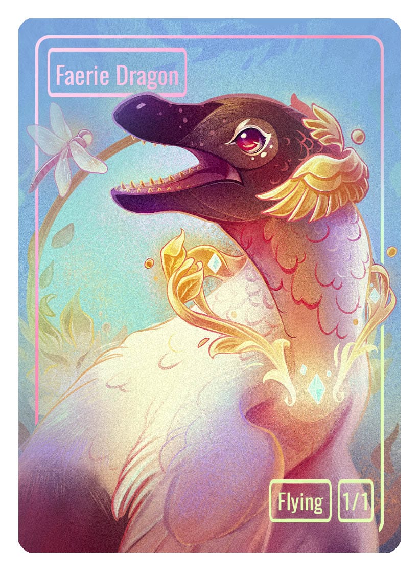Faerie Dragon Token (1/1 - Flying) by Nana Qi - Original Magic Art