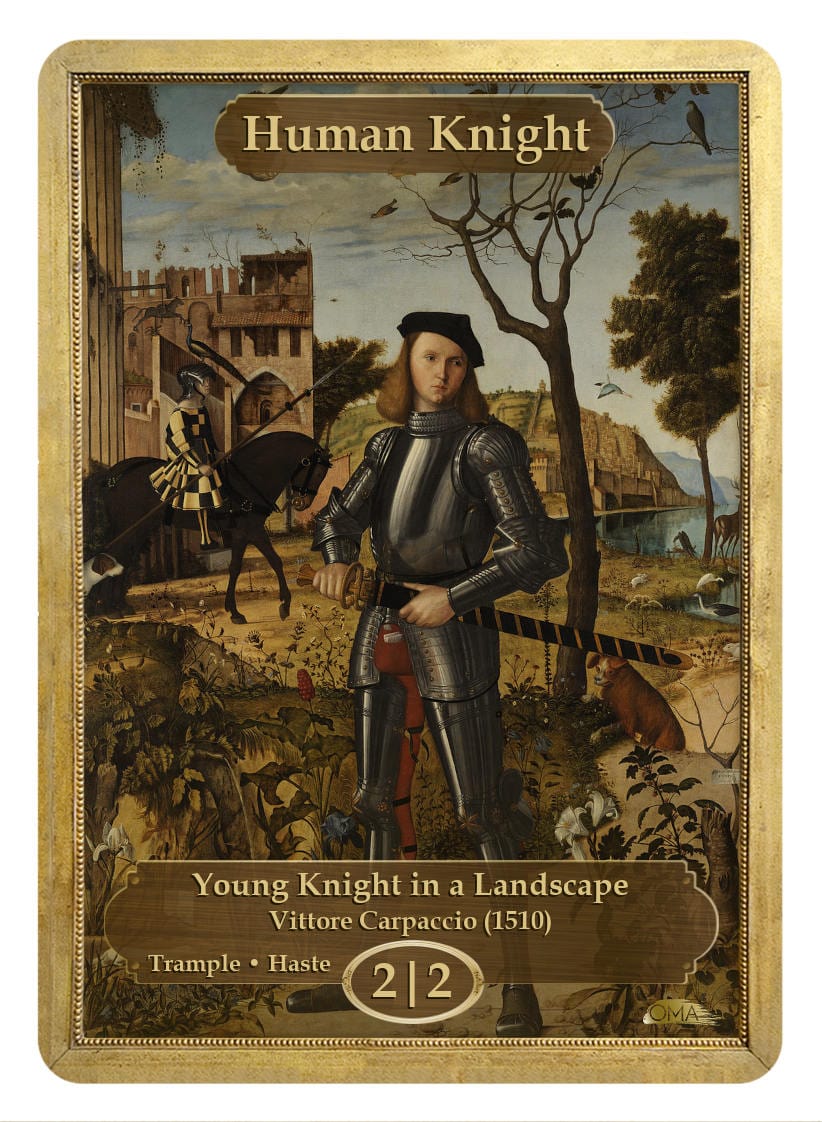 Human Knight Token (2/2 - Trample, Haste) by Vittore Carpaccio