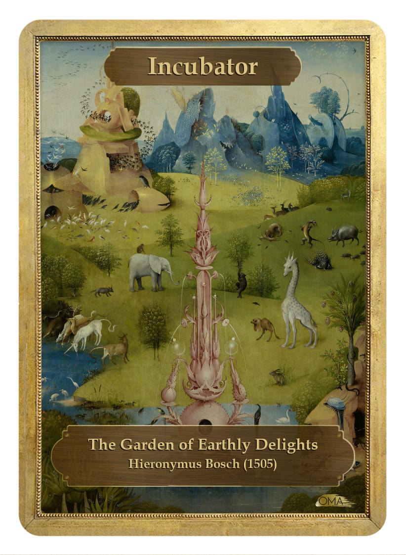Incubator / Phyrexian Token (0/0) by Hieronymus Bosch & Adolph Menzel