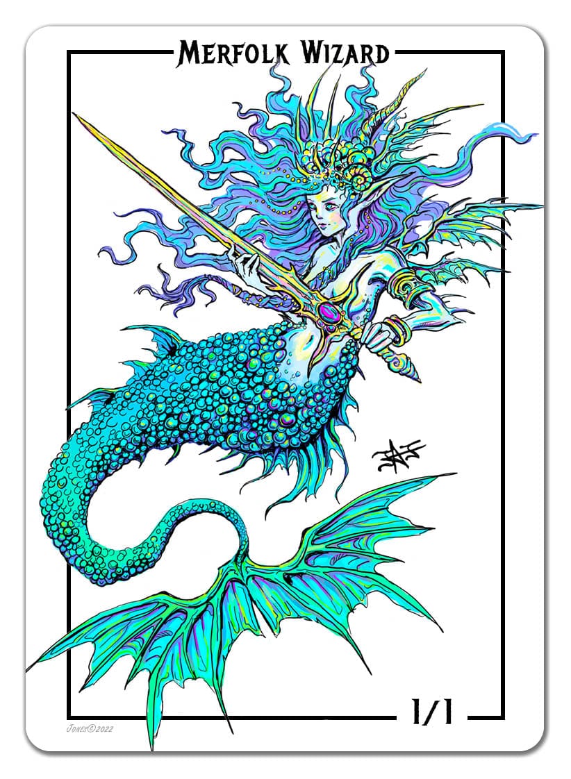 Merfolk Wizard Token (1/1) by Justine Jones