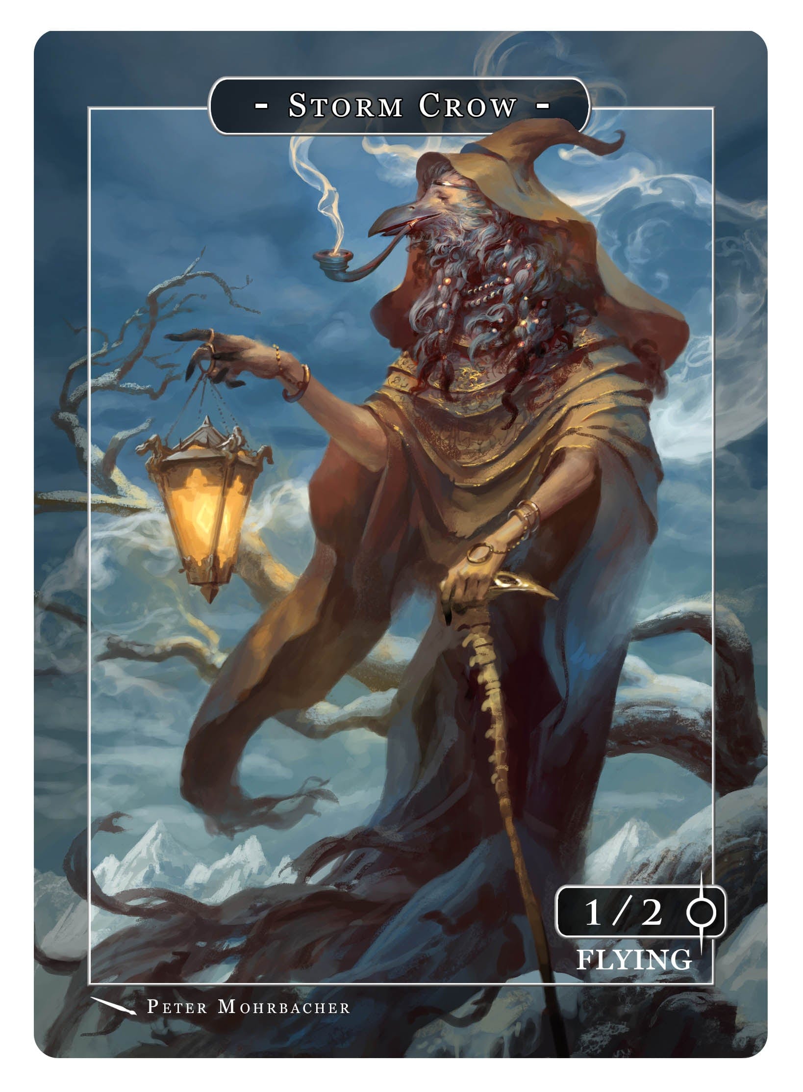 Storm Crow Token (1/2 - Flying) by Peter Mohrbacher - Original Magic Art Storm Crow Token (1/2 - Flying) by Peter Mohrbacher - Original Magic Art