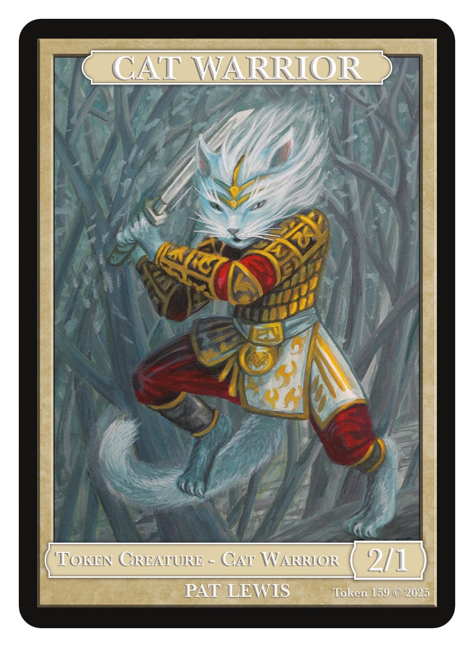 Cat Warrior Token (2/1) by Pat Lewis - Original Magic Art