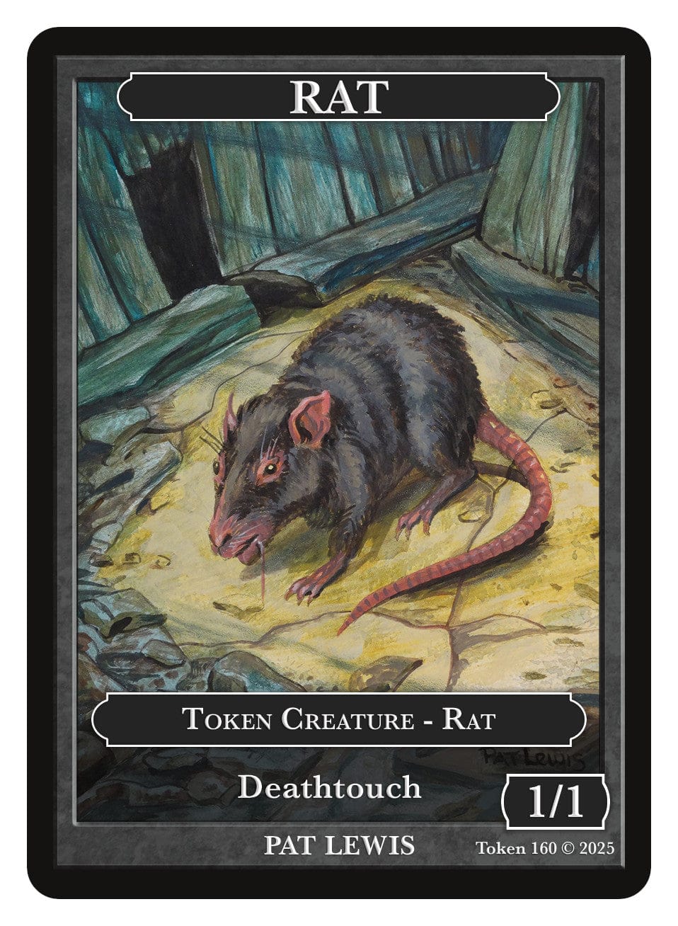 Rat Token (1/1 - Deathtouch) by Pat Lewis - Original Magic Art