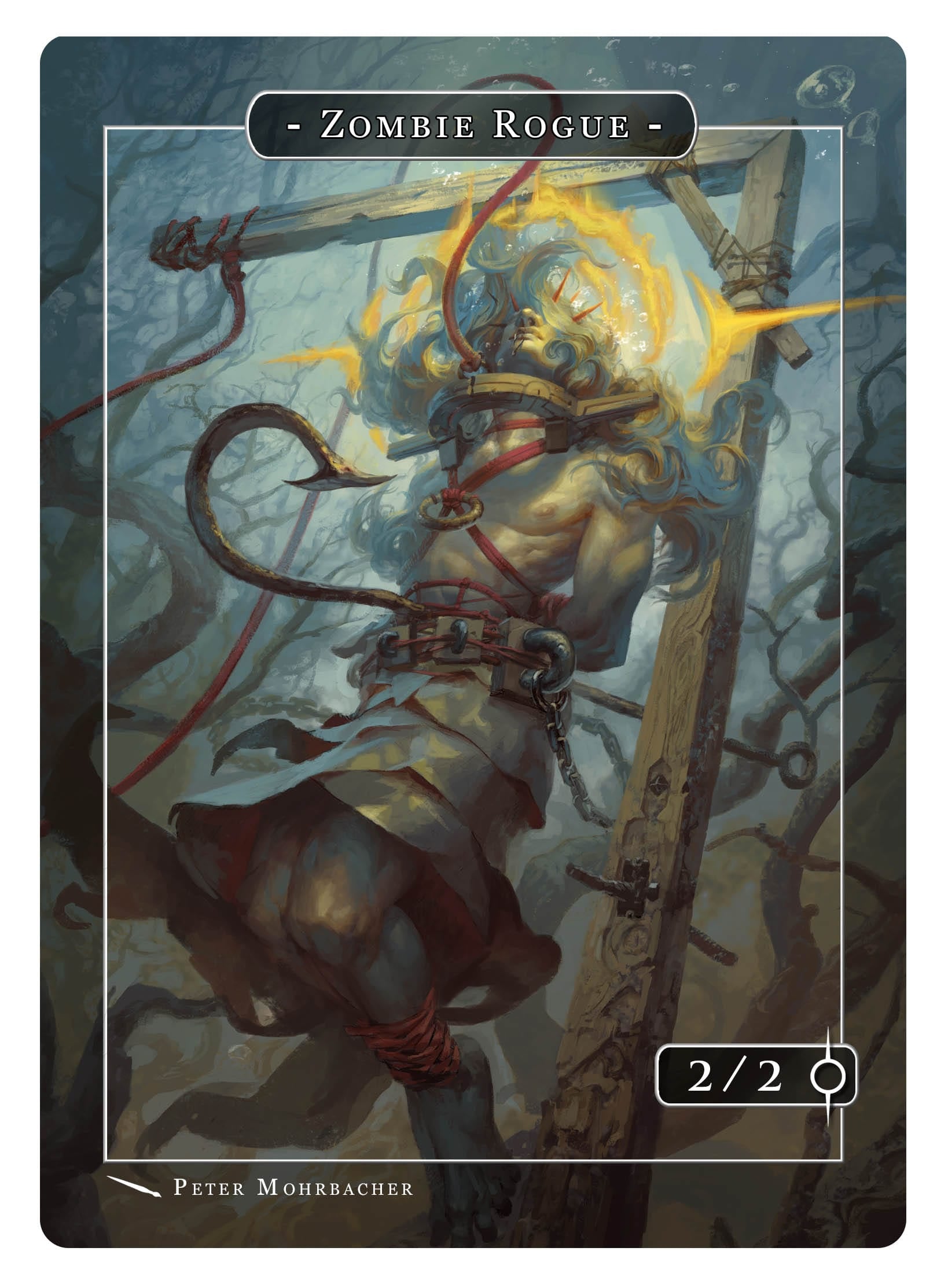 Zombie Rogue Token (2/2) by Peter Mohrbacher - Original Magic Art Zombie Rogue Token (2/2) by Peter Mohrbacher - Original Magic Art