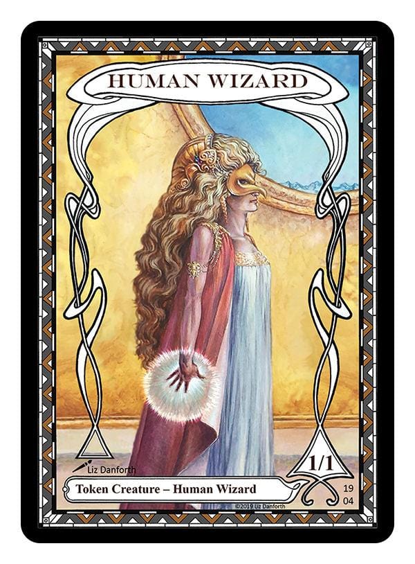 Human Wizard Token (1/1) by Liz Danforth - Token - Original Magic Art - Accessories for Magic the Gathering and other card games