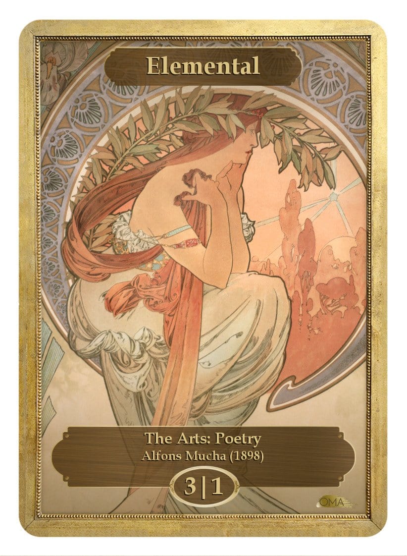 Elemental Token (3/1) by Alfons Mucha - Token - Original Magic Art - Accessories for Magic the Gathering and other card games