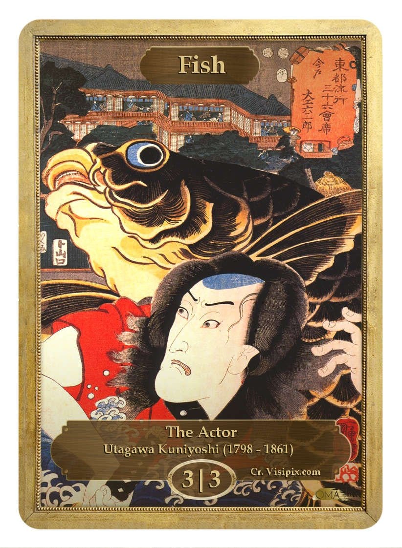 Fish Token (3/3) by Utagawa Kuniyoshi - Token - Original Magic Art - Accessories for Magic the Gathering and other card games