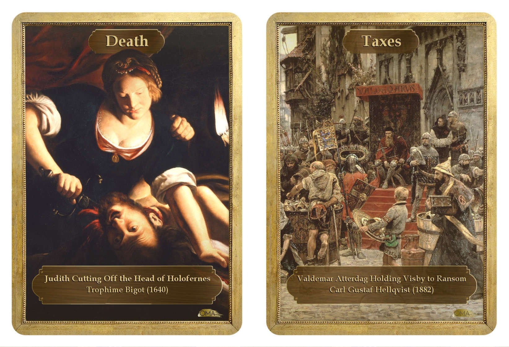 Death / Taxes Double Sided Token - Token - Original Magic Art - Accessories for Magic the Gathering and other card games