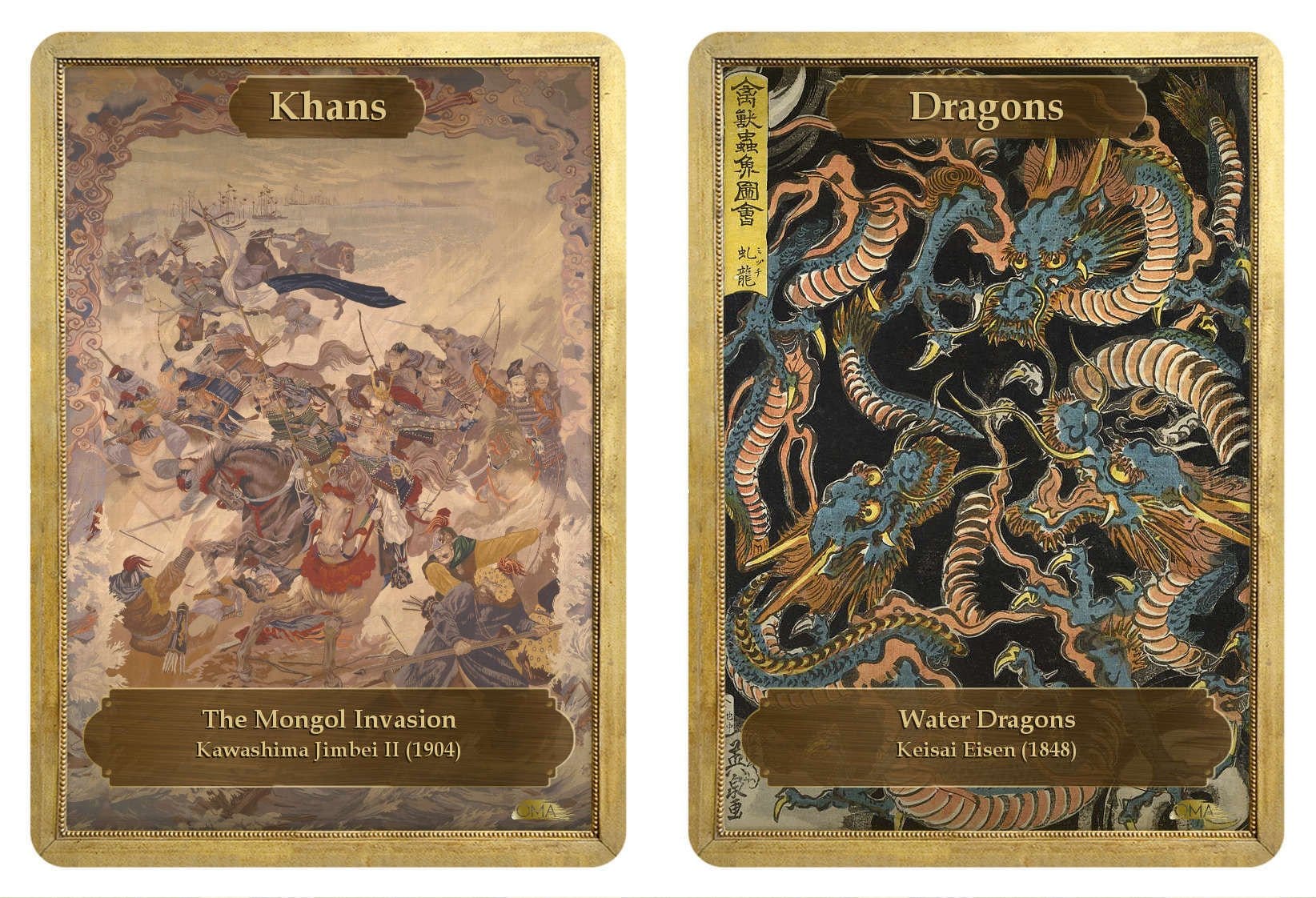 Khans / Dragon Double Sided Token - Token - Original Magic Art - Accessories for Magic the Gathering and other card games