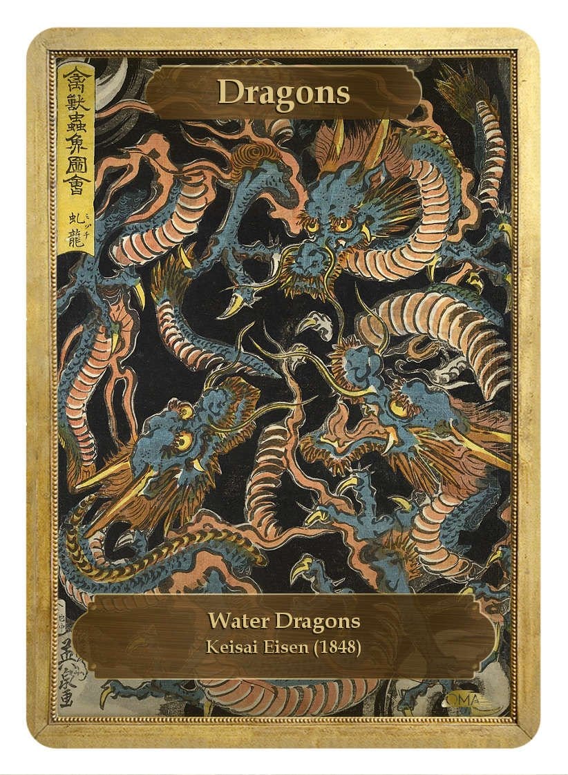 Khans / Dragon Double Sided Token - Token - Original Magic Art - Accessories for Magic the Gathering and other card games