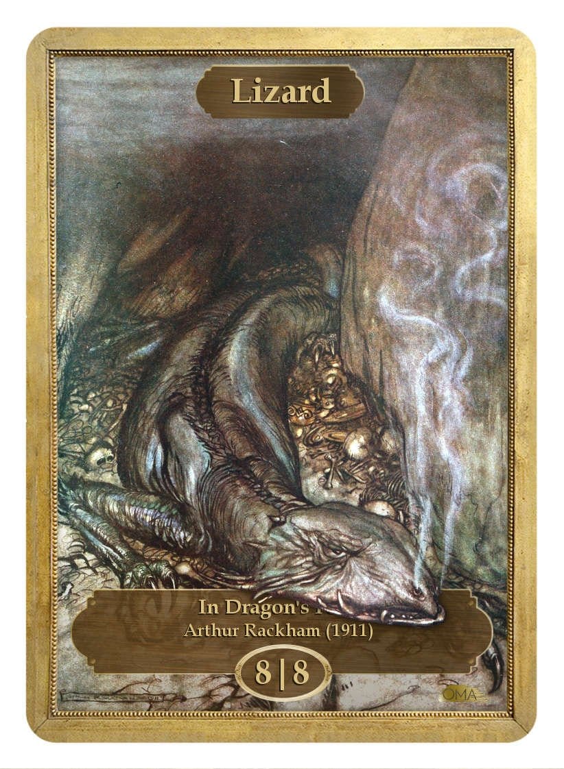 Lizard Token (8/8) by Arthur Rackham - Token - Original Magic Art - Accessories for Magic the Gathering and other card games