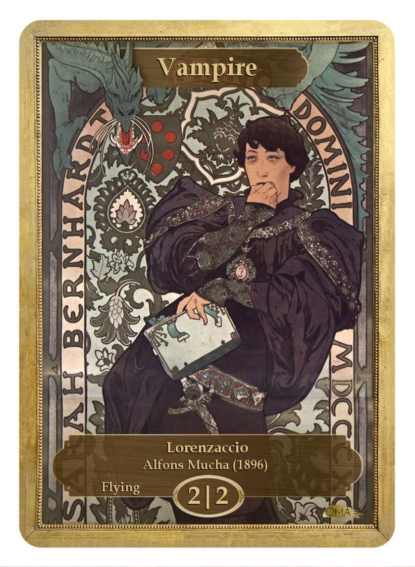 Vampire Token (2/2 - Flying) by Alfons Mucha - Original Magic Art Vampire Token (2/2 - Flying) by Alfons Mucha - Original Magic Art