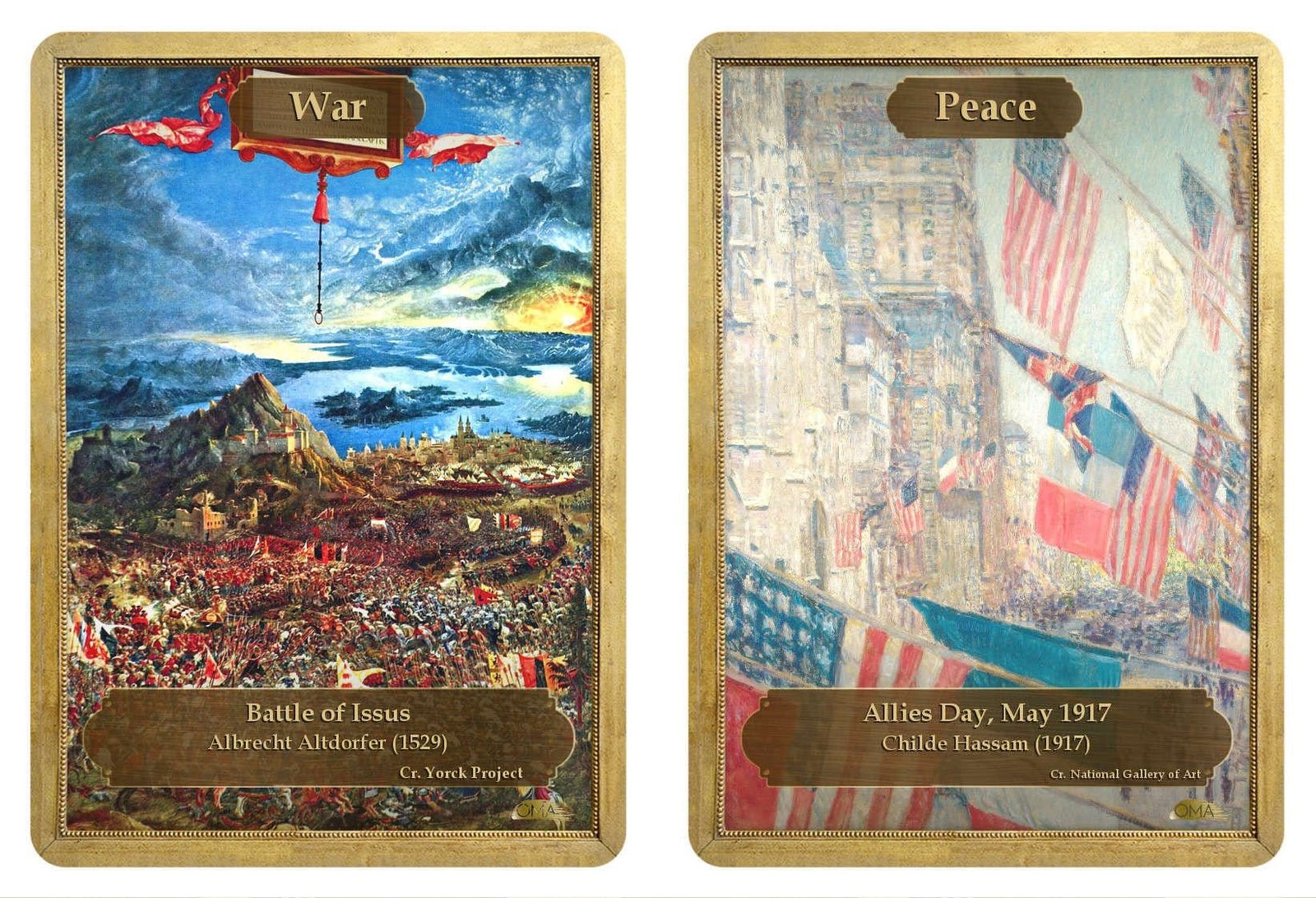 War / Peace Double Sided Token - Token - Original Magic Art - Accessories for Magic the Gathering and other card games