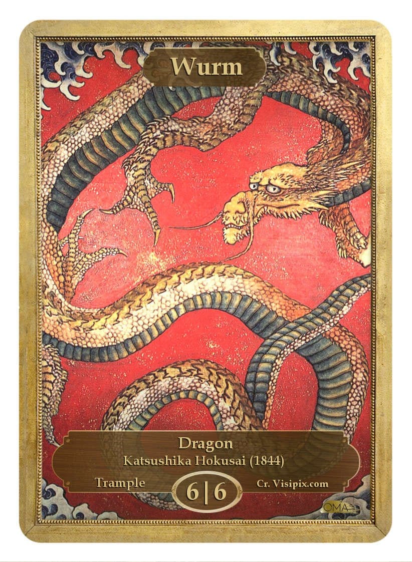 Wurm Token (6/6 - Trample) by Katsushika Hokusai - Token - Original Magic Art - Accessories for Magic the Gathering and other card games