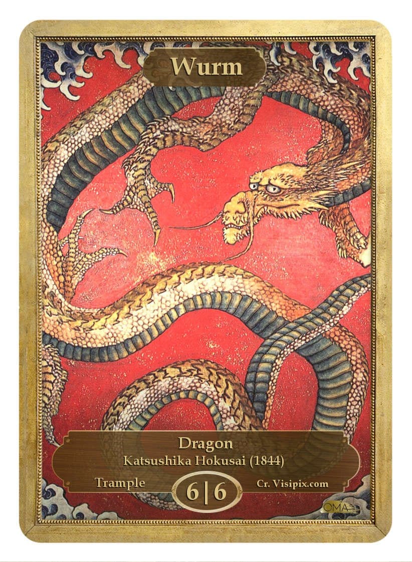 wurm cards mtg Wurm Token (6/6 - Trample) by Katsushika Hokusai
