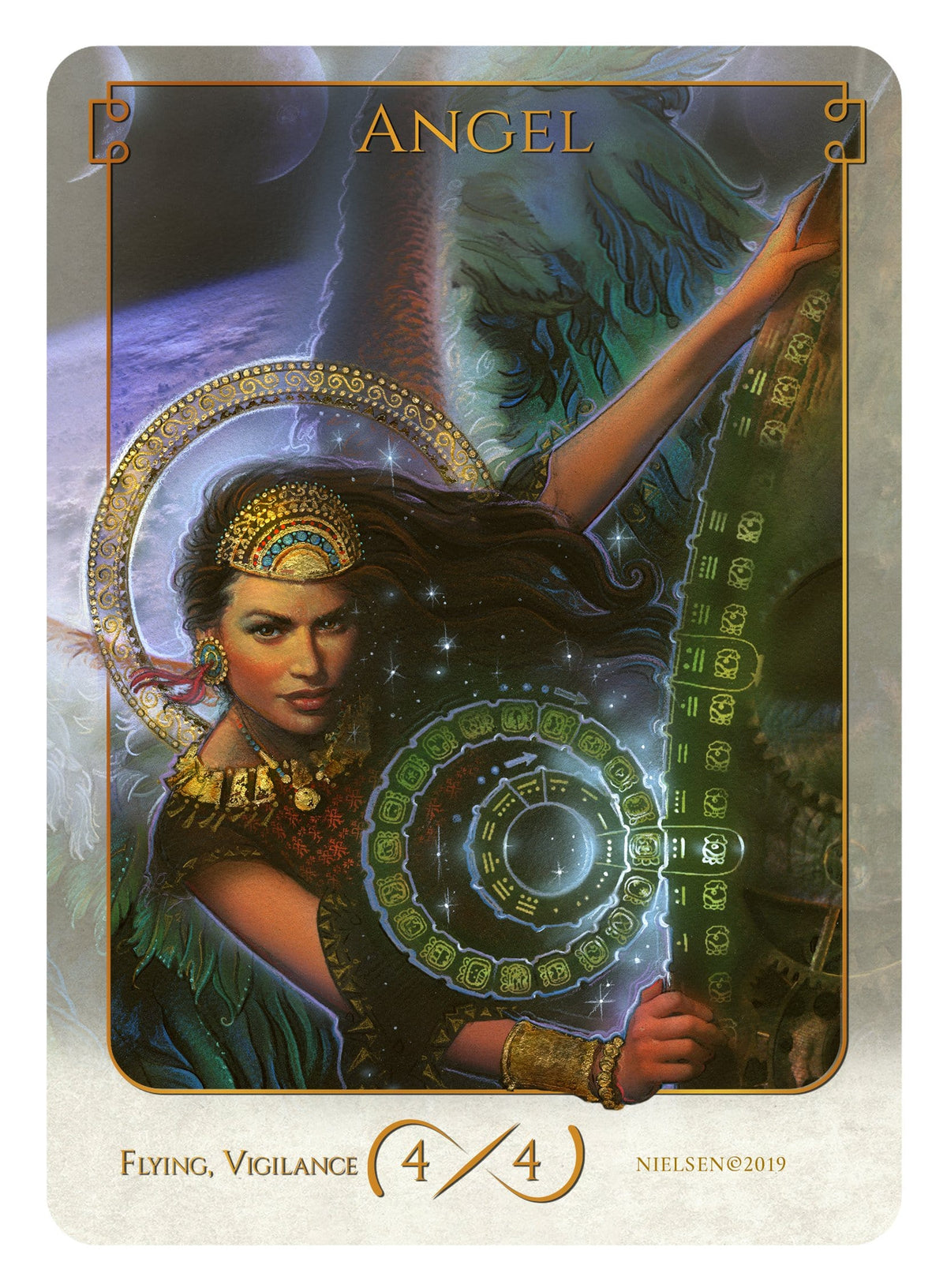Magic: The Gathering Token – Angel Warrior 4/4 With Flying & Vigilance By Matt Stawicki