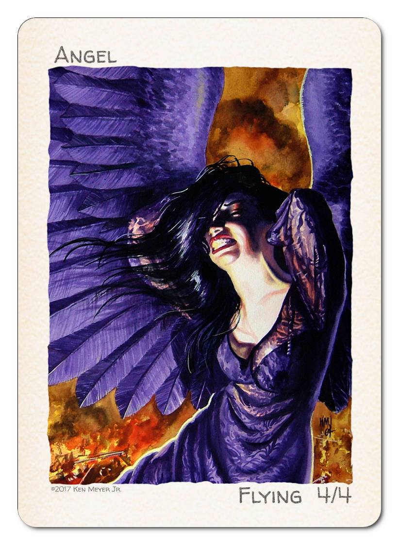Angel Token (4/4 - Flying) by Ken Meyer Jr. - Token - Original Magic Art - Accessories for Magic the Gathering and other card games