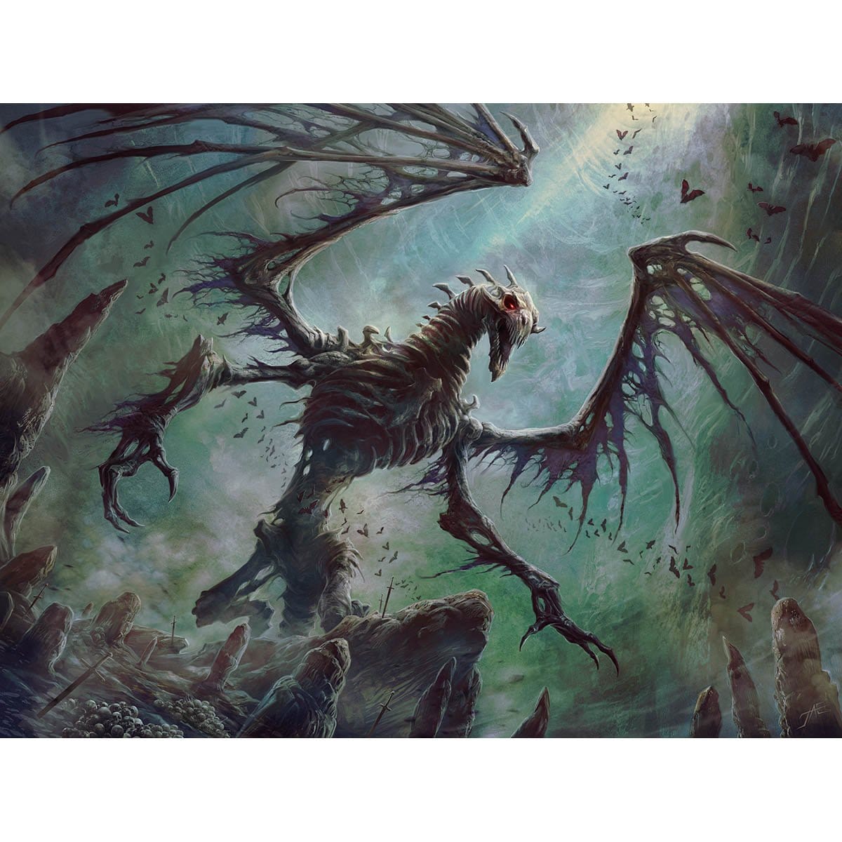 Bone Dragon Print - Print - Original Magic Art - Accessories for Magic the Gathering and other card games