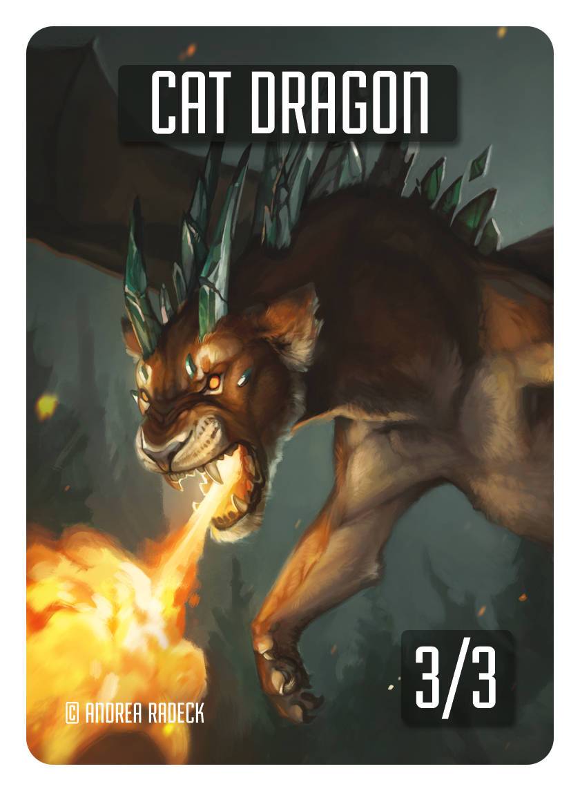 Cat Dragon Token (3/3) by Andrea Radeck