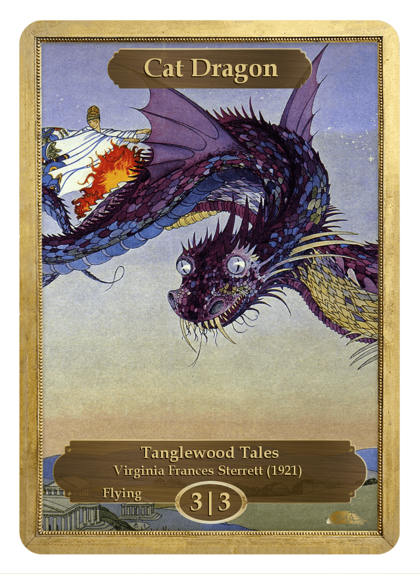 Cat Dragon Token (3/3 - Flying) by Virginia Frances Sterrett - Token - Original Magic Art - Accessories for Magic the Gathering and other card games