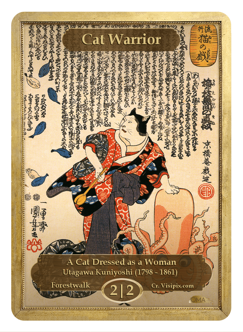 Cat Warrior Token (2/2 - F) by Utagawa Kuniyoshi - Token - Original Magic Art - Accessories for Magic the Gathering and other card games