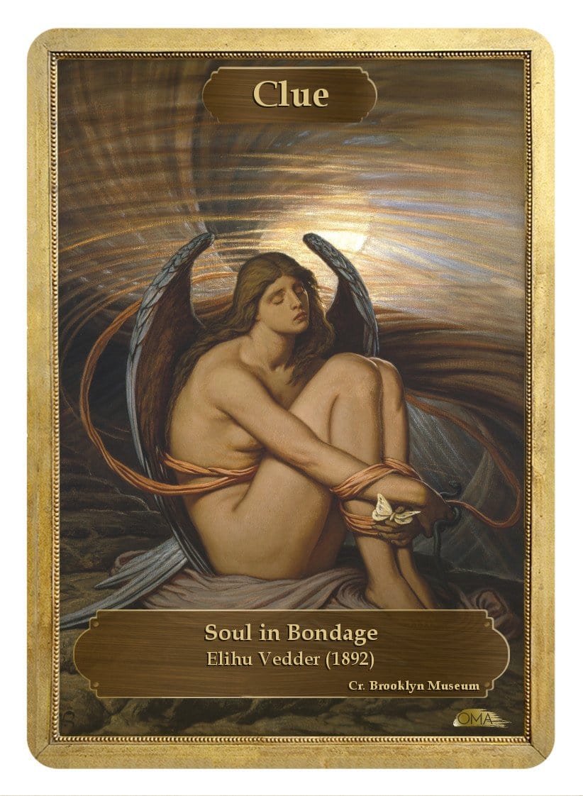 Clue Token (Rope) by Elihu Vedder - Token - Original Magic Art - Accessories for Magic the Gathering and other card games