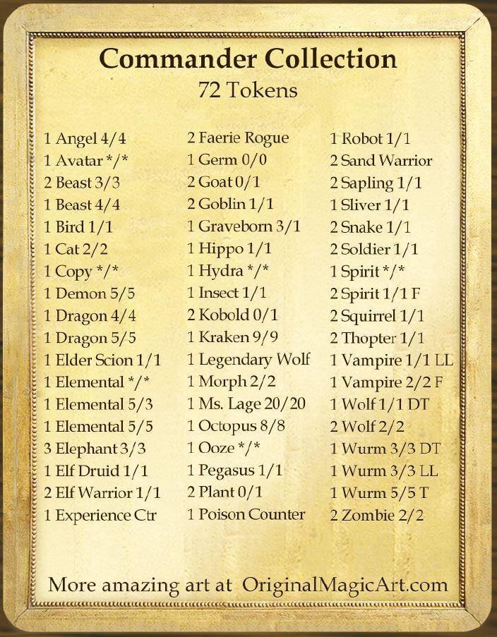 Commander Token Collection - Token Set - Original Magic Art - Accessories for Magic the Gathering and other card games
