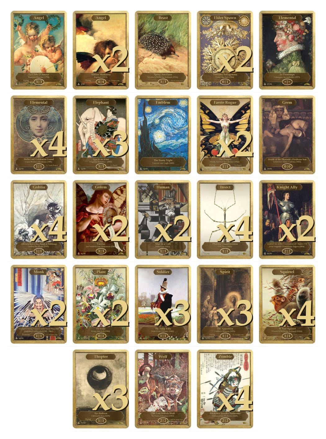 Cube Token Collection - Token Set - Original Magic Art - Accessories for Magic the Gathering and other card games