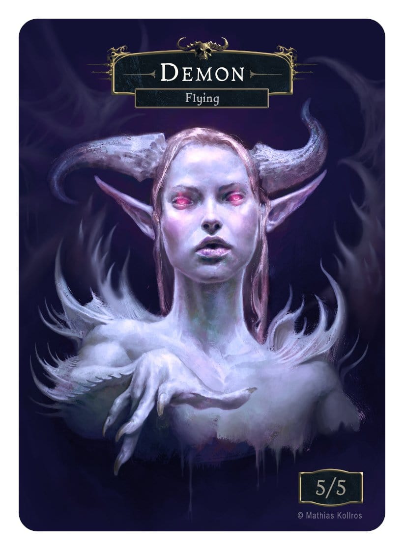Demon Power Token Demon Token (5/5 - Flying) by Mathias Kollros - Original Magic Art