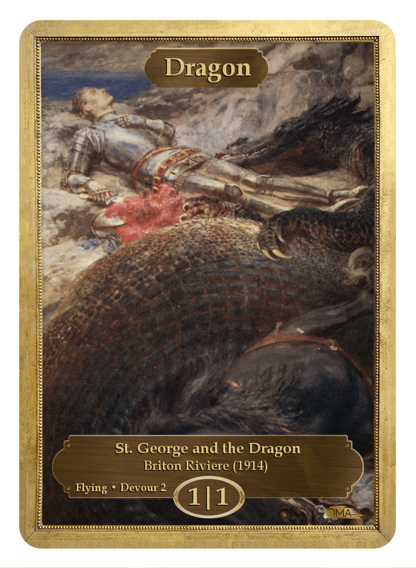 Dragon Token (1/1 - Flying, Devour 2) by Briton Riviere - Token - Original Magic Art - Accessories for Magic the Gathering and other card games