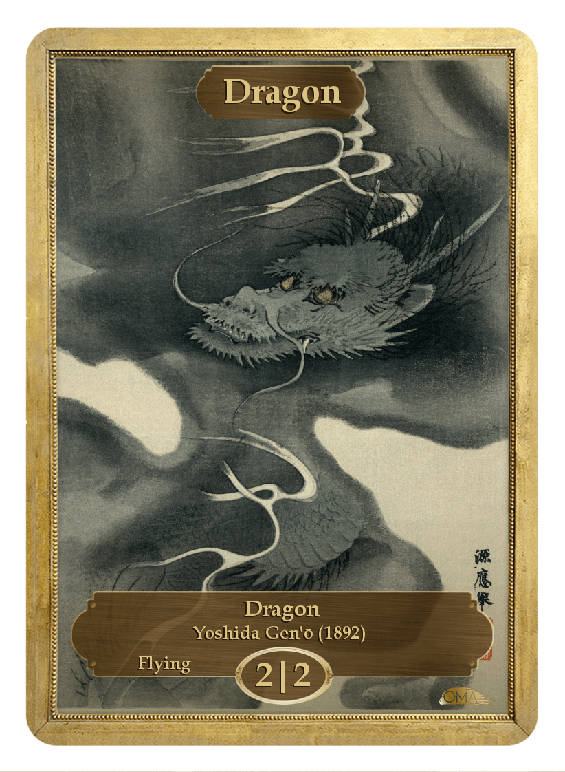 Dragon Token (2/2 - Flying) by Yoshida Gen'o - Token - Original Magic Art - Accessories for Magic the Gathering and other card games