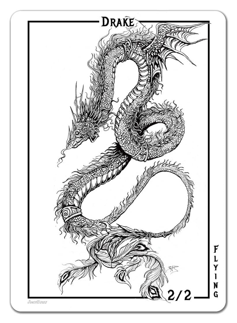 Drake Token (2/2 - Flying) by Justine Jones - Original Magic Art