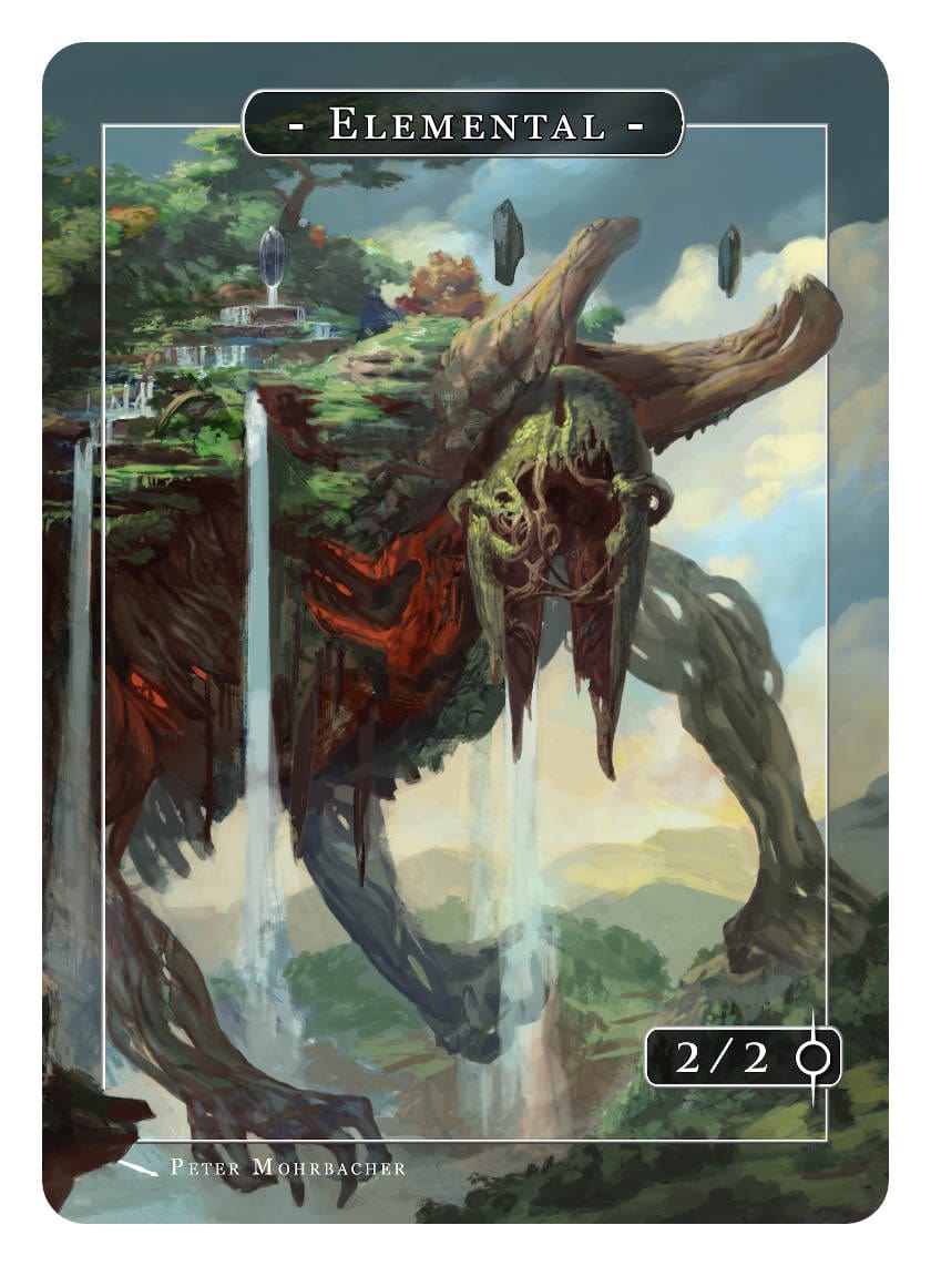 mtg cards that make elemental tokens Elemental Token (2/2) by Peter Mohrbacher
