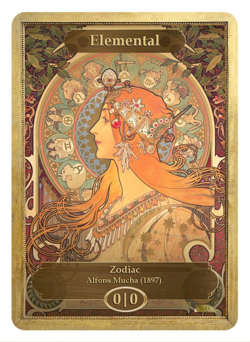 Elemental Token (0/0) by Alfons Mucha - Token - Original Magic Art - Accessories for Magic the Gathering and other card games