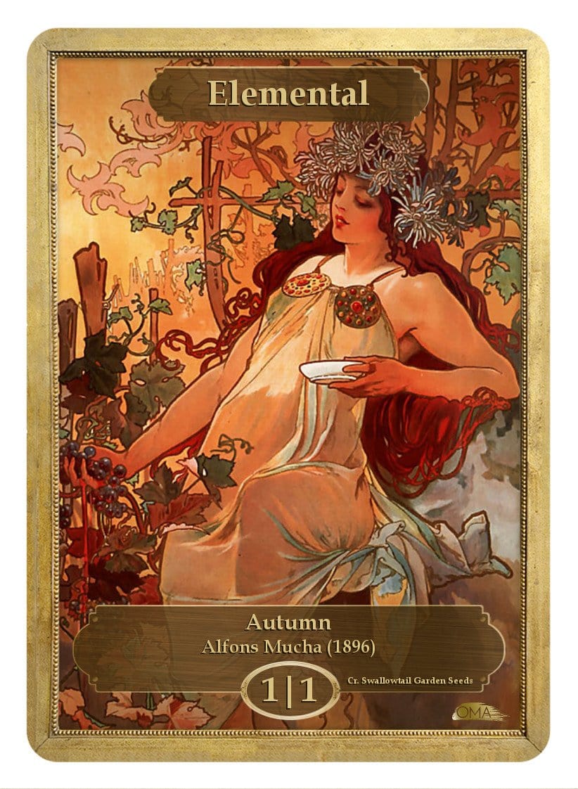 Elemental Token (1/1) by Alfons Mucha - Token - Original Magic Art - Accessories for Magic the Gathering and other card games
