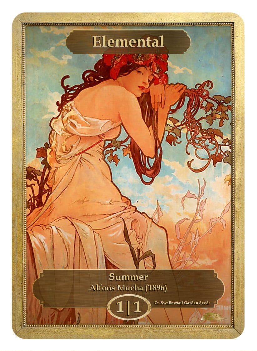 Elemental Token (1/1) by Alfons Mucha - Token - Original Magic Art - Accessories for Magic the Gathering and other card games
