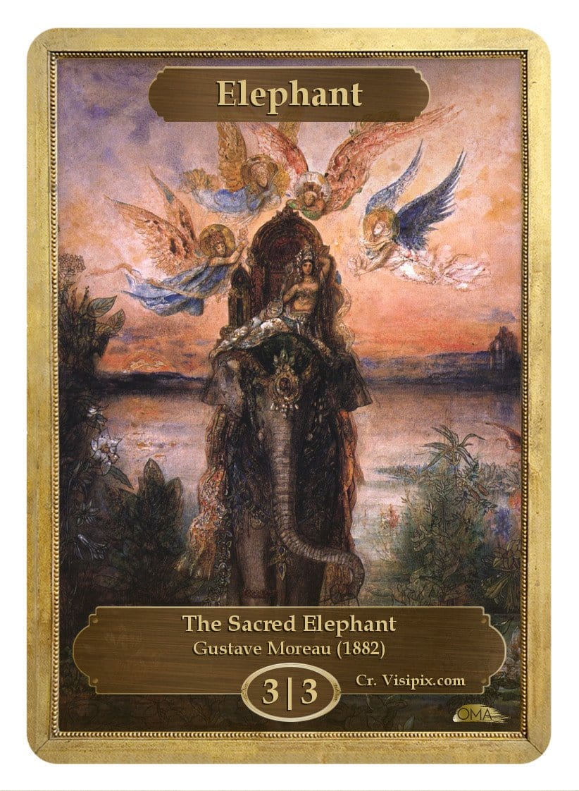 Elephant Token (3/3) by Gustave Moreau - Token - Original Magic Art - Accessories for Magic the Gathering and other card games