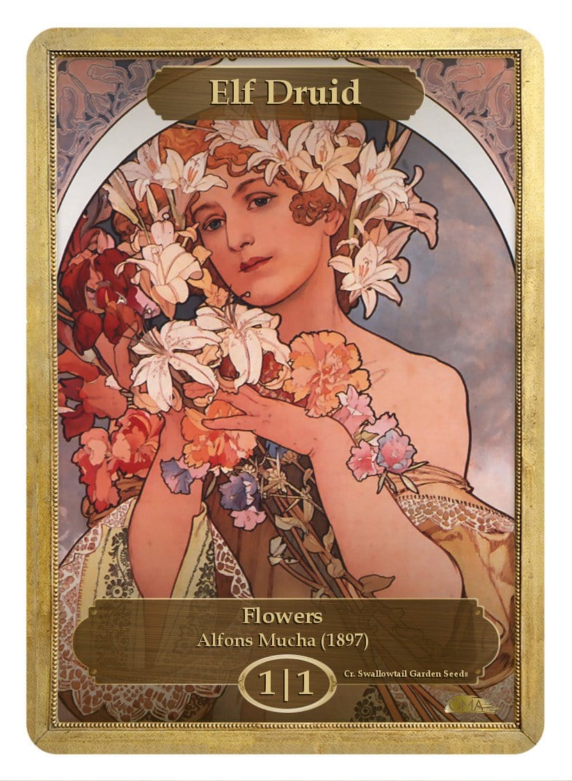Elf Druid Token (1/1) by Alfons Mucha - Token - Original Magic Art - Accessories for Magic the Gathering and other card games