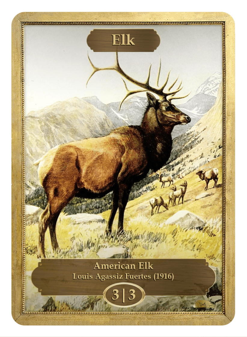 Elk Token (3/3) by Louis Agassiz Fuertes - Token - Original Magic Art - Accessories for Magic the Gathering and other card games