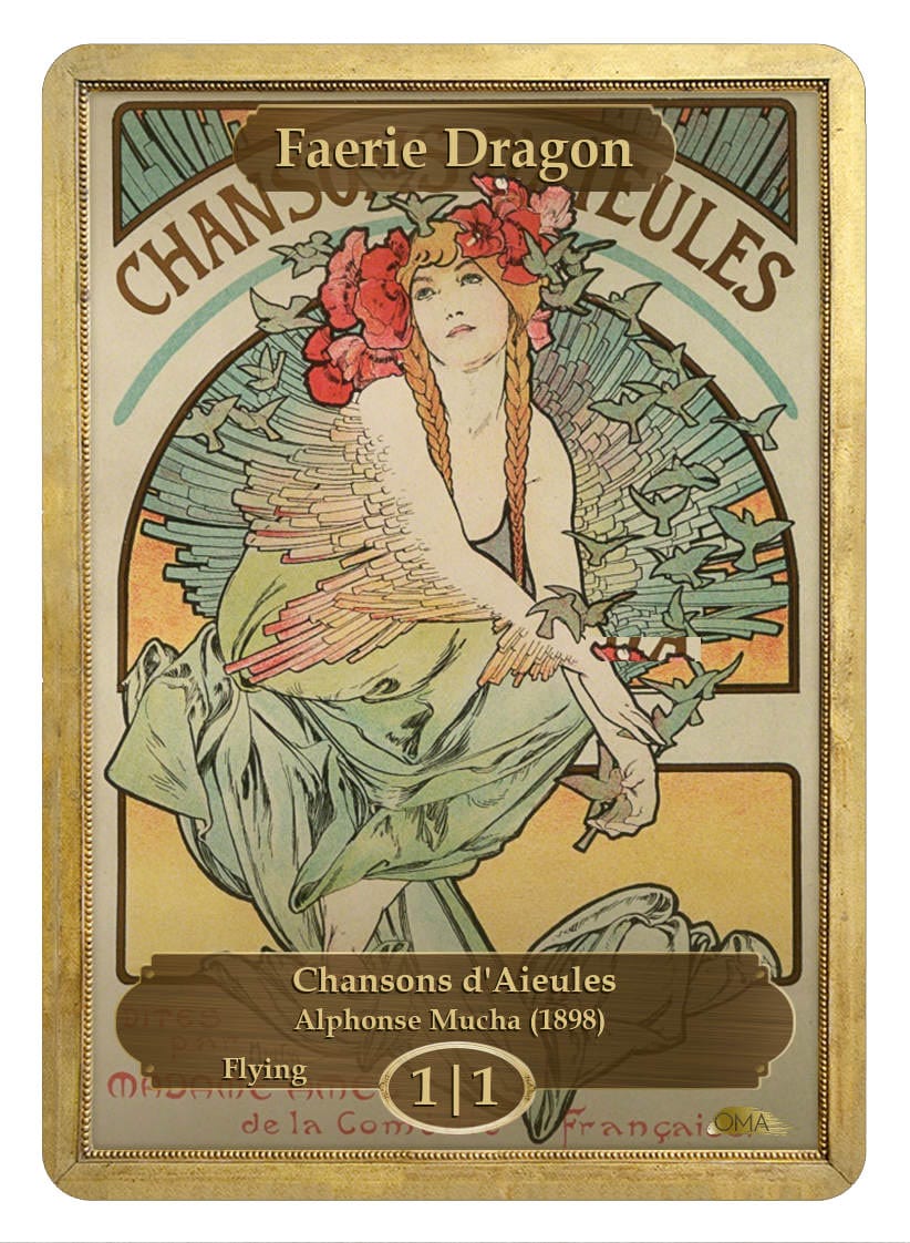 Faerie Dragon Token (1/1 - Flying) by Alphonse Mucha